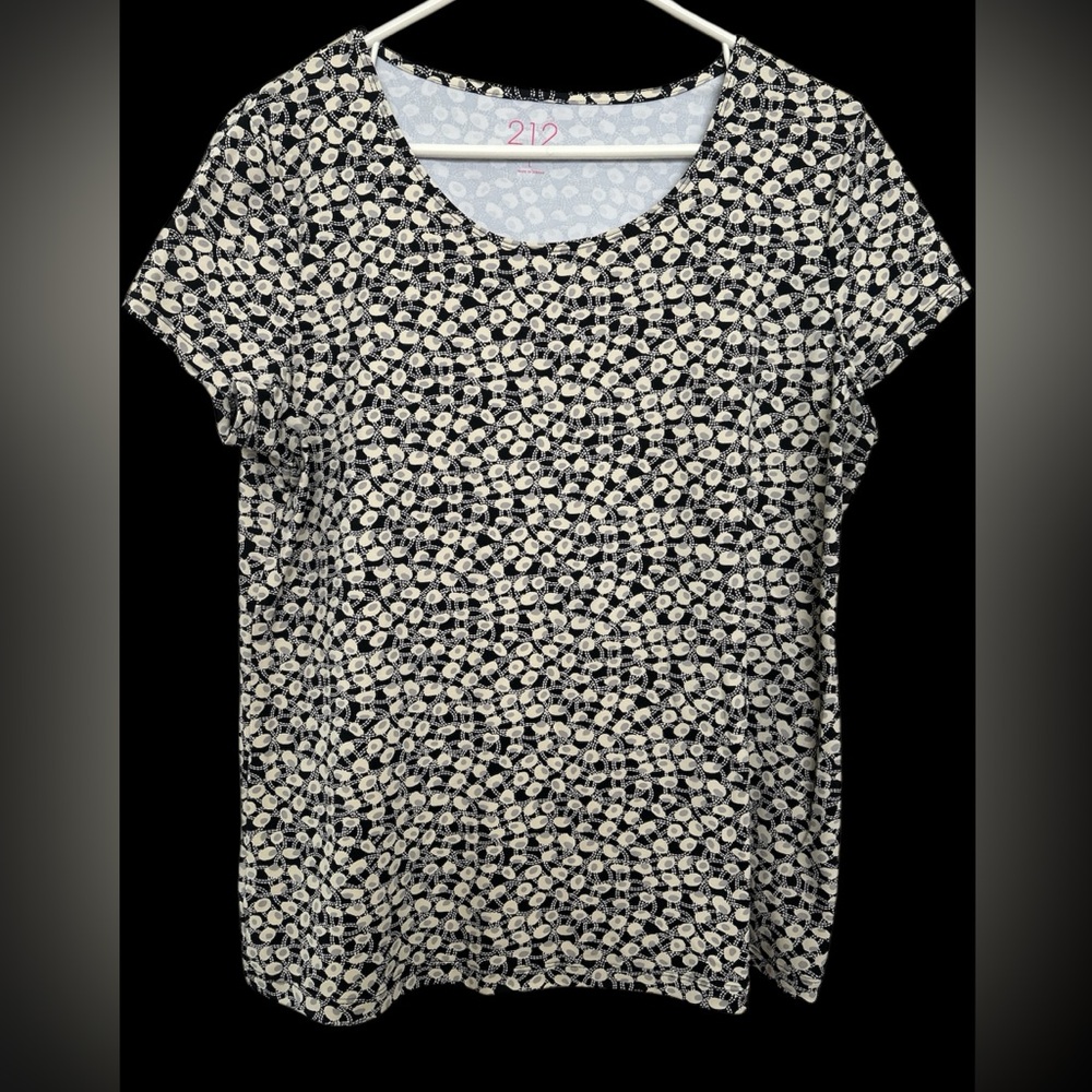 Black/Gray/Cream Cap Sleeve Top 212 Collection